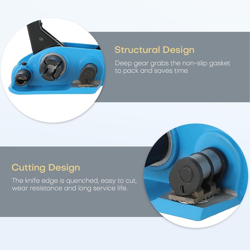 weyleity Poly Strapping Tensioner & Cutter Manual Strapping Tools Heavy Duty Manual Strapping Tensioner Cutter Cord Strapping Machine Windlass for 1/2" -3/4" Width Polyester Polyproplyn Strap (Blue) - Image 4